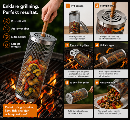 2st Roterande grillkorg â grilla enklare och jĂ€mnare