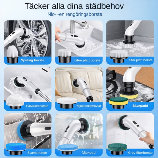 9-i-1 Elektrisk Rengöringsborste – Gör städningen snabbare och enklare