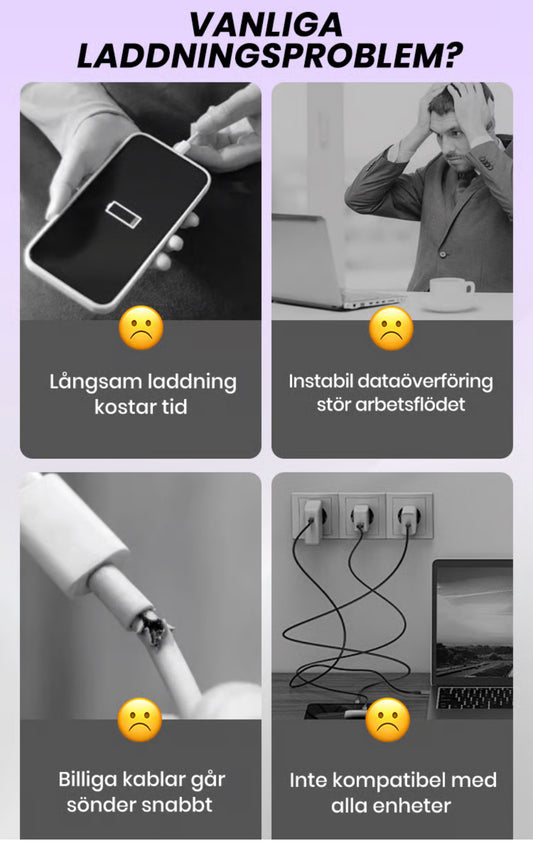 MFISH 4-i-1 Multi USB Laddkabel – 240W Snabbladdning och Datasynk