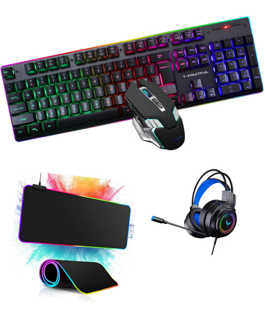 Ultimate Wireless Gaming och Work Setup – Tangentbord + Mus + Hörlurar + XL Musmatta