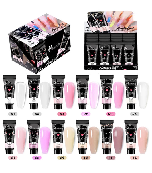 12st 15g(30ml) Nagelförlängningsgel – Nagelbygggel, Poly Gel, Akrylgel för snabba UV/LED-förlängningar med kristalleffekt, smärtfritt kristalllim