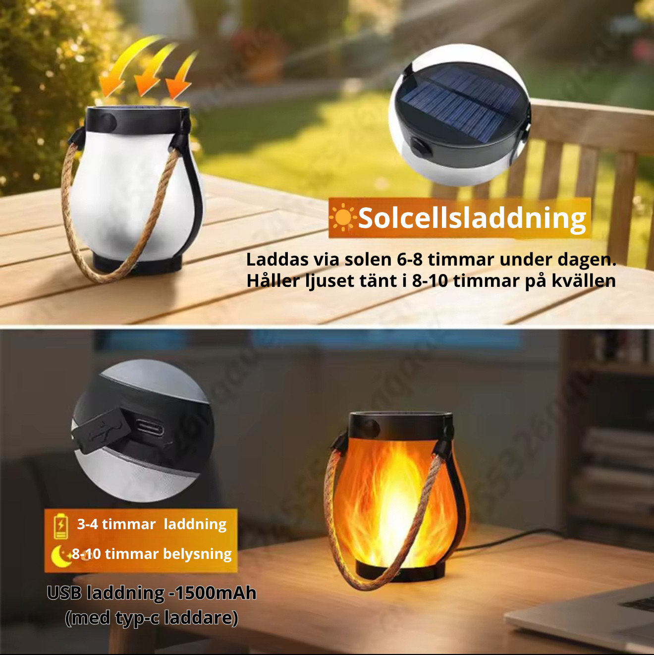 Utomhusbelysning – Trädgårdslampa med Fladdrande Låga