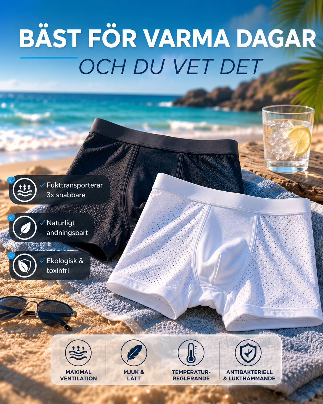 VENTILERANDE BAMBUKALSONGER Håller dig sval, torr och bekväm hela dagen