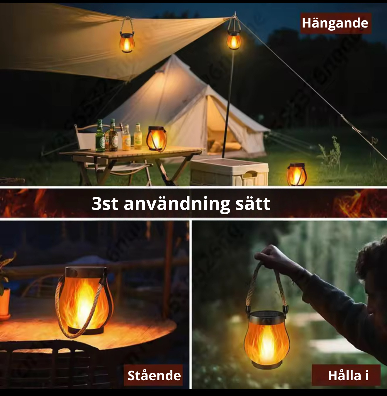 Utomhusbelysning – Trädgårdslampa med Fladdrande Låga