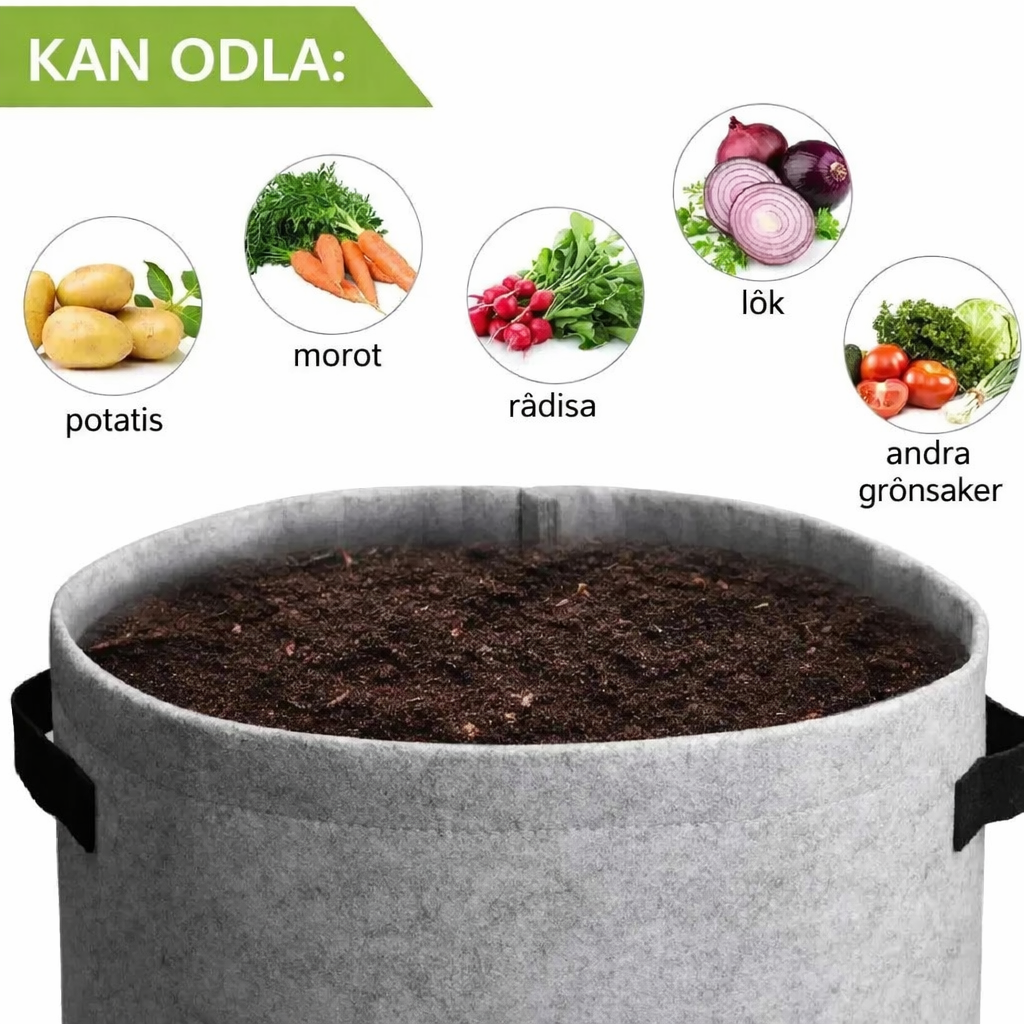 🌱 Filtväxtpåsar – ovävt tyg, odlingspåsar för växter, trädgårdspotatispåsar, växthus, grönsaksodlingspåsar, fuktbevarande vertikala odlingsverktyg