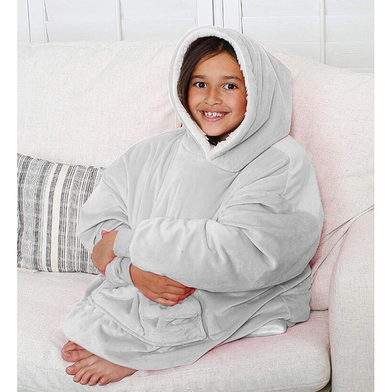 Barnens vinterfilt – Dubbel­sidad hoodie-pyjamas ❄️