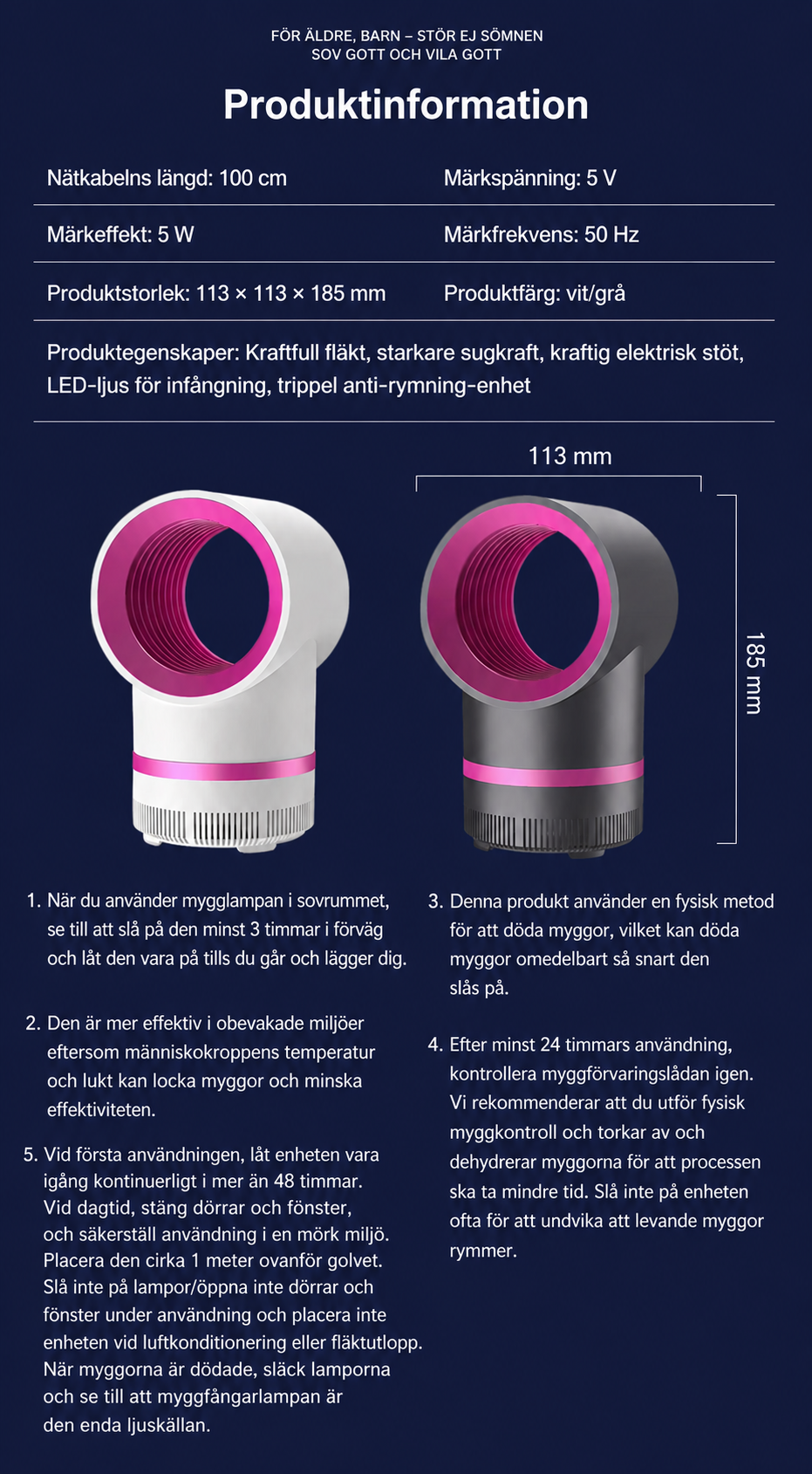 ✨ Smart Mygglampa – Tyst, Effektiv & Kemikaliefri