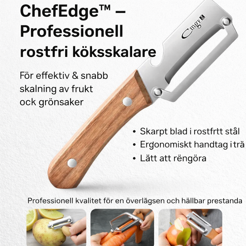 Multifunktionell köksskalare/skärare/öppnare i rostfritt stål