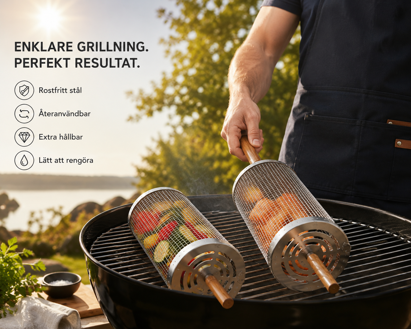 2st Roterande grillkorg – grilla enklare och jämnare