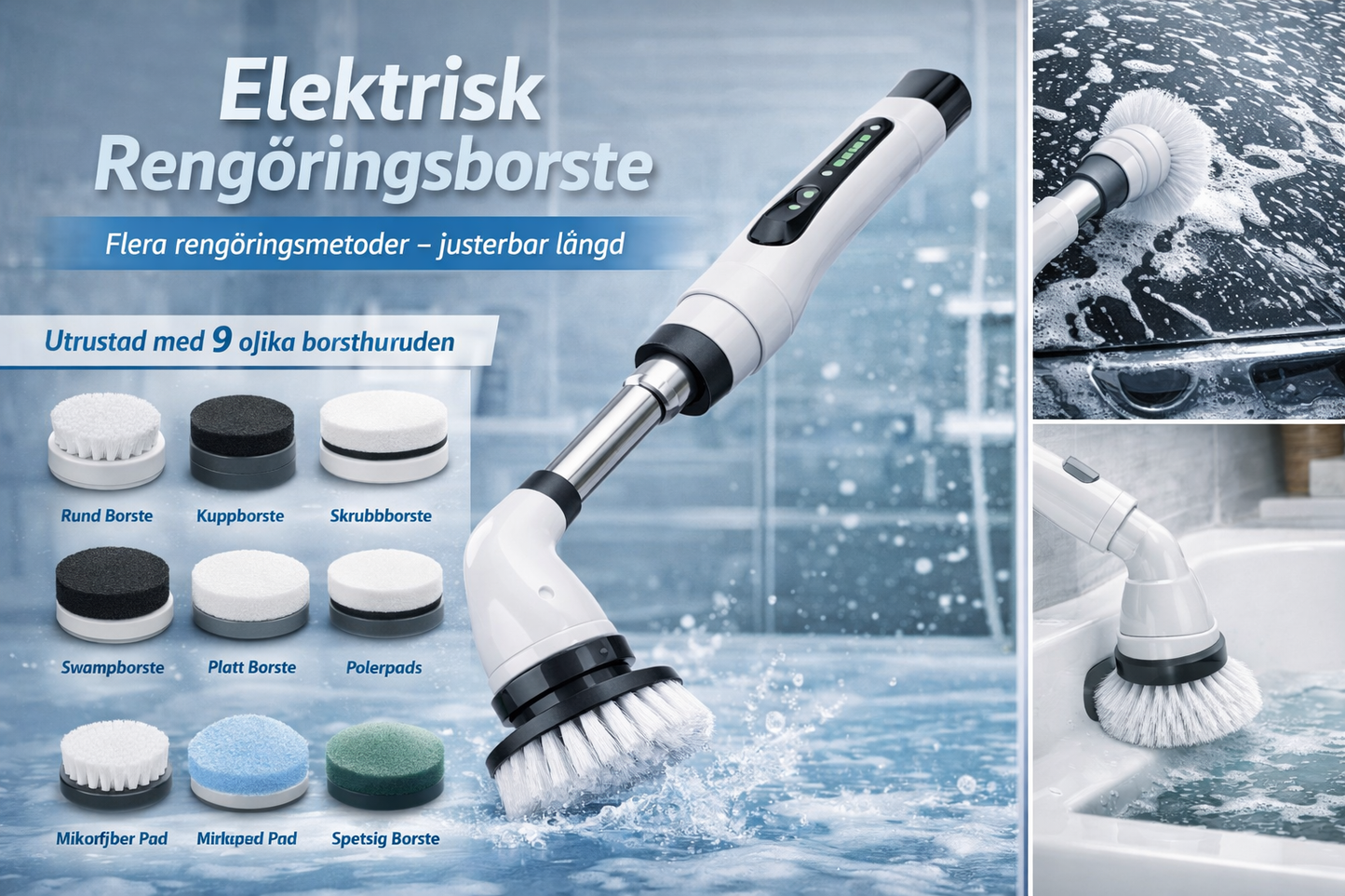 9-i-1 Elektrisk Rengöringsborste – Gör städningen snabbare och enklare