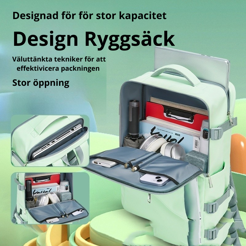 Ryggsäck med laddning – Enkel design med stor kapacitet, perfekt för resor