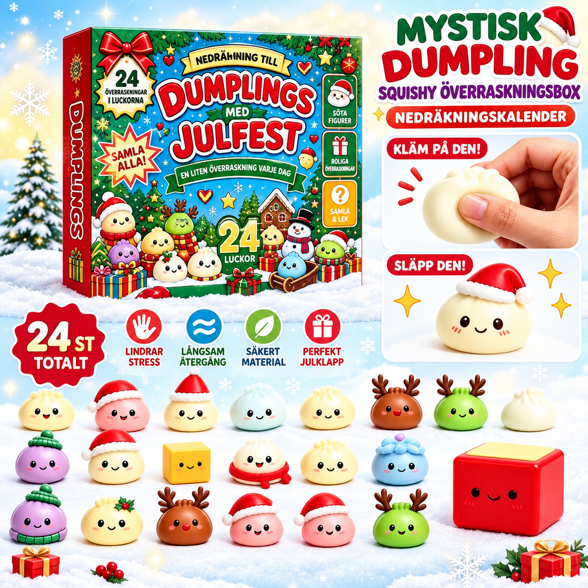 Adventskalender med Squishy Dumplings – 24 överraskningar till jul
