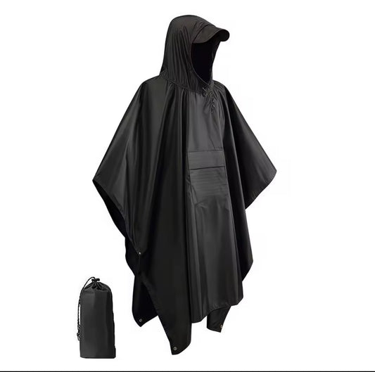Regnponcho med huva – vattentät och hopfällbar