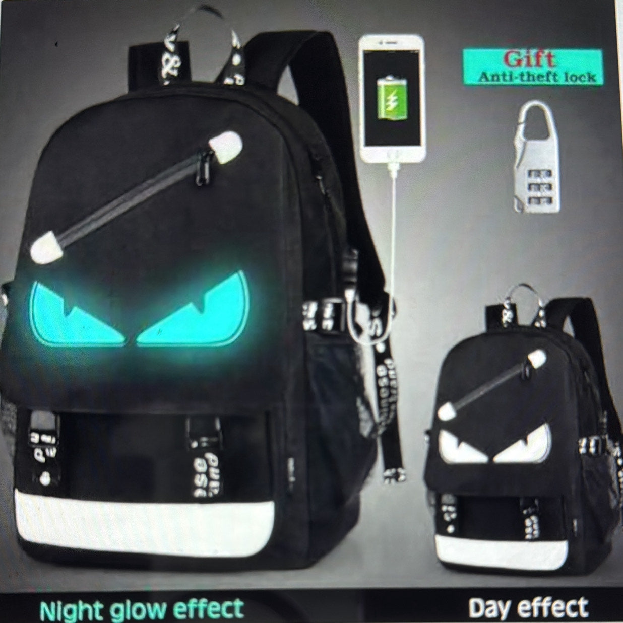 Ryggsäck med USB och reflex