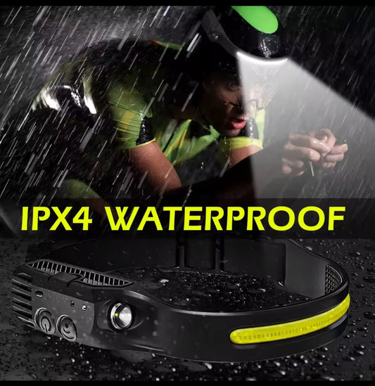 USB-uppladdningsbar LED Pannlampa med Sensor – Vattentät & Mångsidig