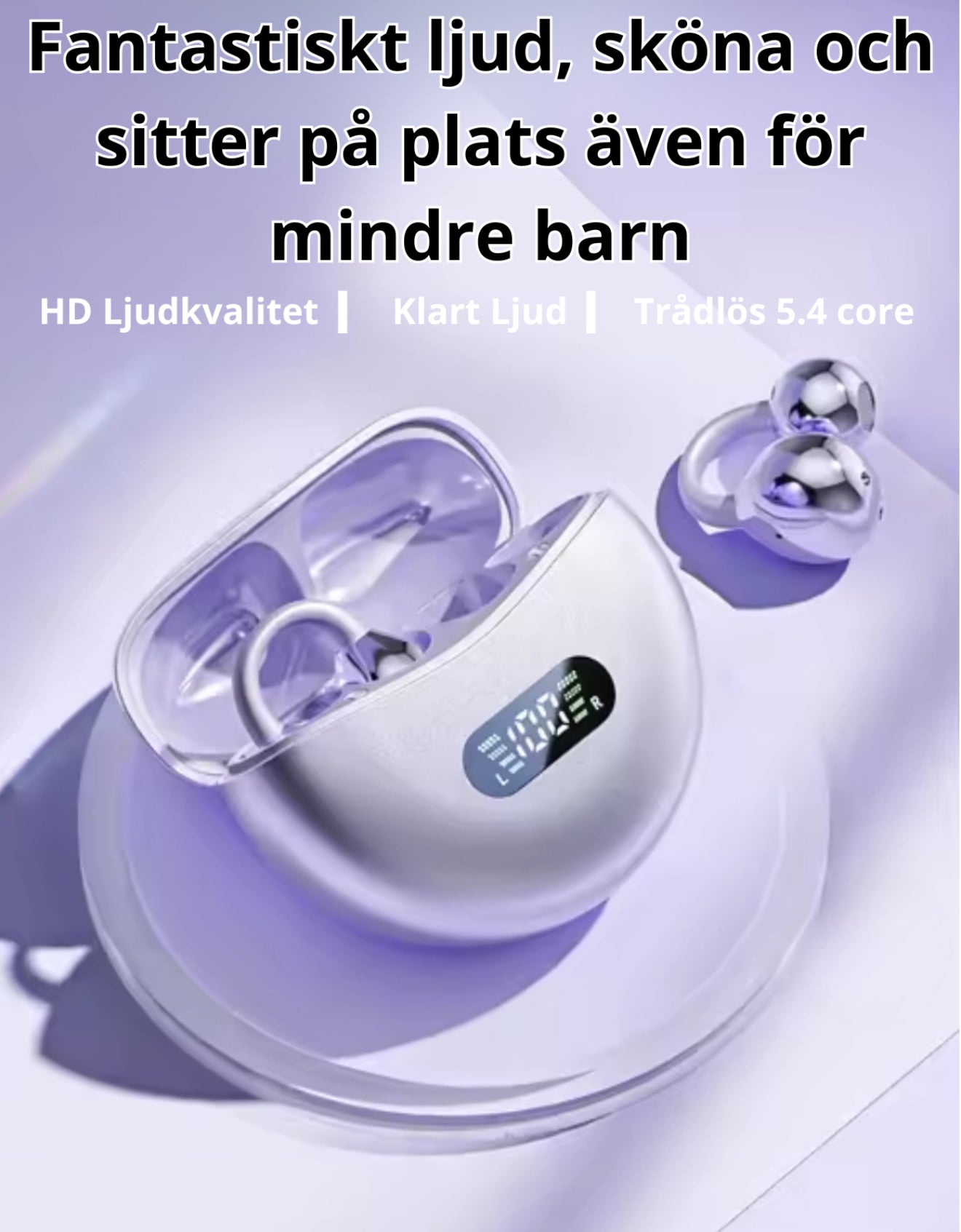 Trådlösa benledning-hörlurar med Bluetooth 5.4 – Vattentäta sporthörlurar med öronklämma, HIFI-ljud, digital display & inbyggd mikrofon