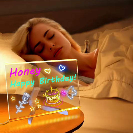 LED Anteckningstavla med Nattlampa – Färgglad & Kreativ Gåva för Barn