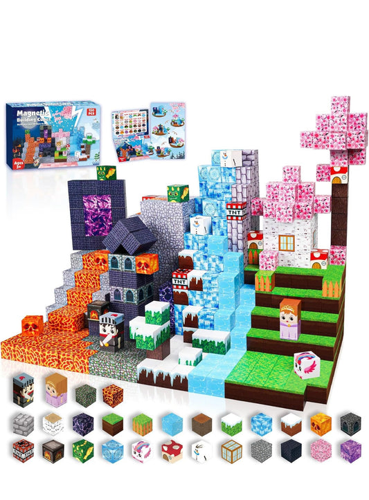 Magnetiska Byggklossar – Minecraft-känsla i verkligheten | Warped Forest Set & My-World Figurer | STEM-Leksak för Barn