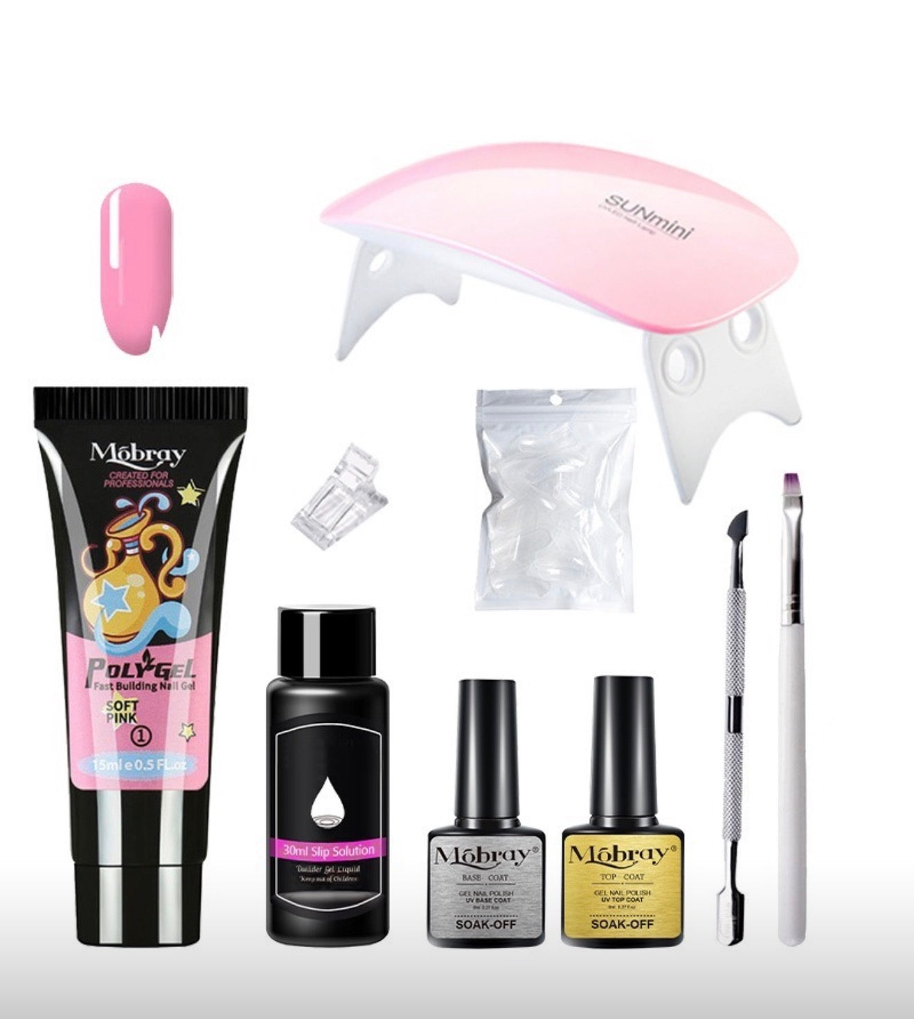 Mindre Nagelset med UV/LED Lampa, Nageltork – Poly Gel, Manikyrkit