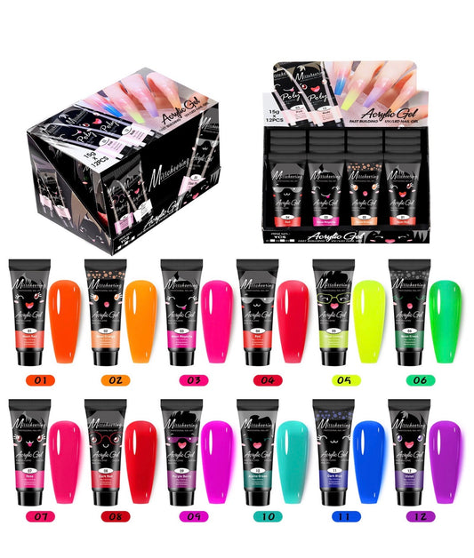 12st 15g(30ml)  Nagelförlängningsgel – Nagelbygggel, Poly Gel, Akrylgel för snabba UV/LED-förlängningar med kristalleffekt, smärtfritt kristalllim