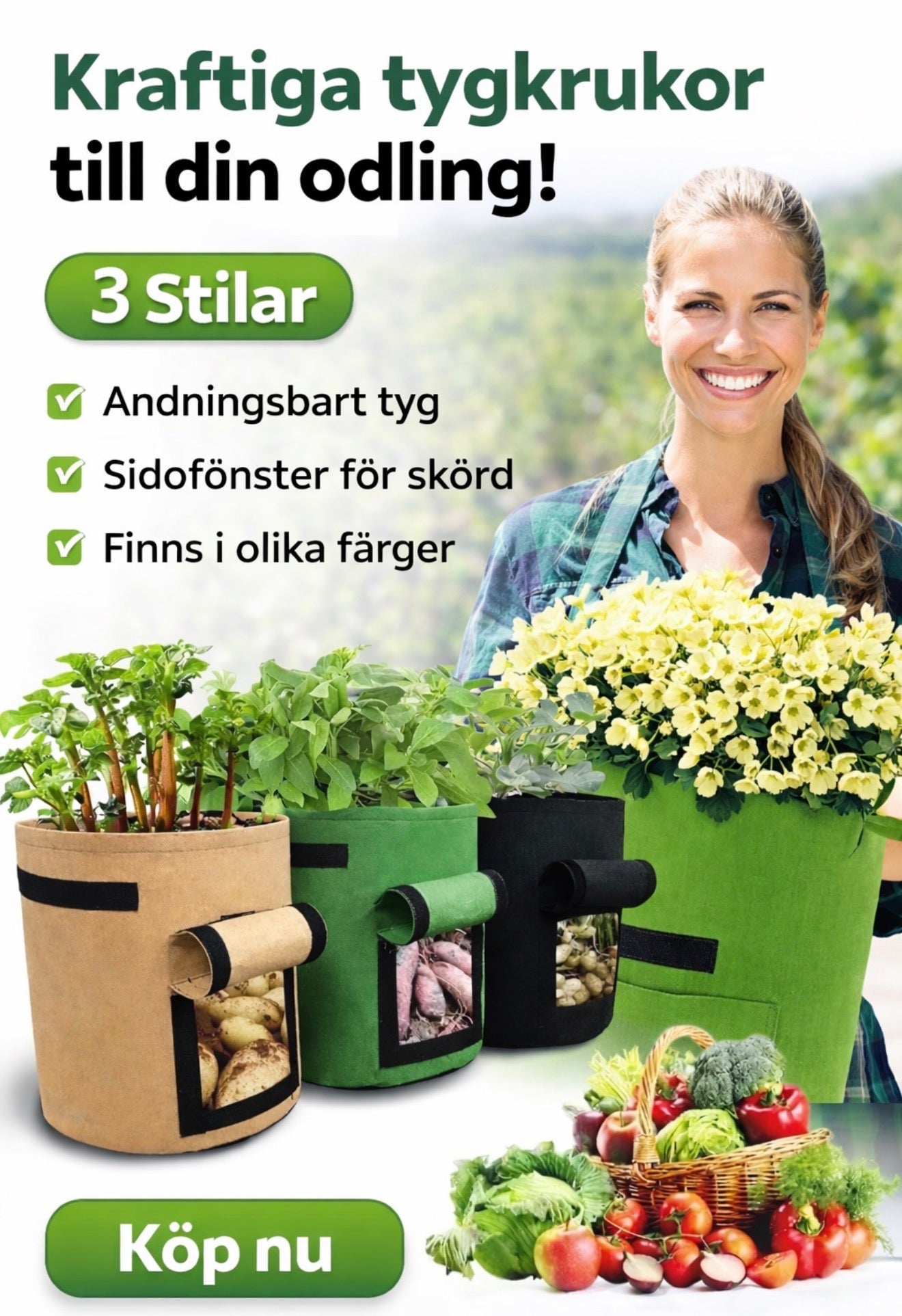 🌱 Filtväxtpåsar – ovävt tyg, odlingspåsar för växter, trädgårdspotatispåsar, växthus, grönsaksodlingspåsar, fuktbevarande vertikala odlingsverktyg
