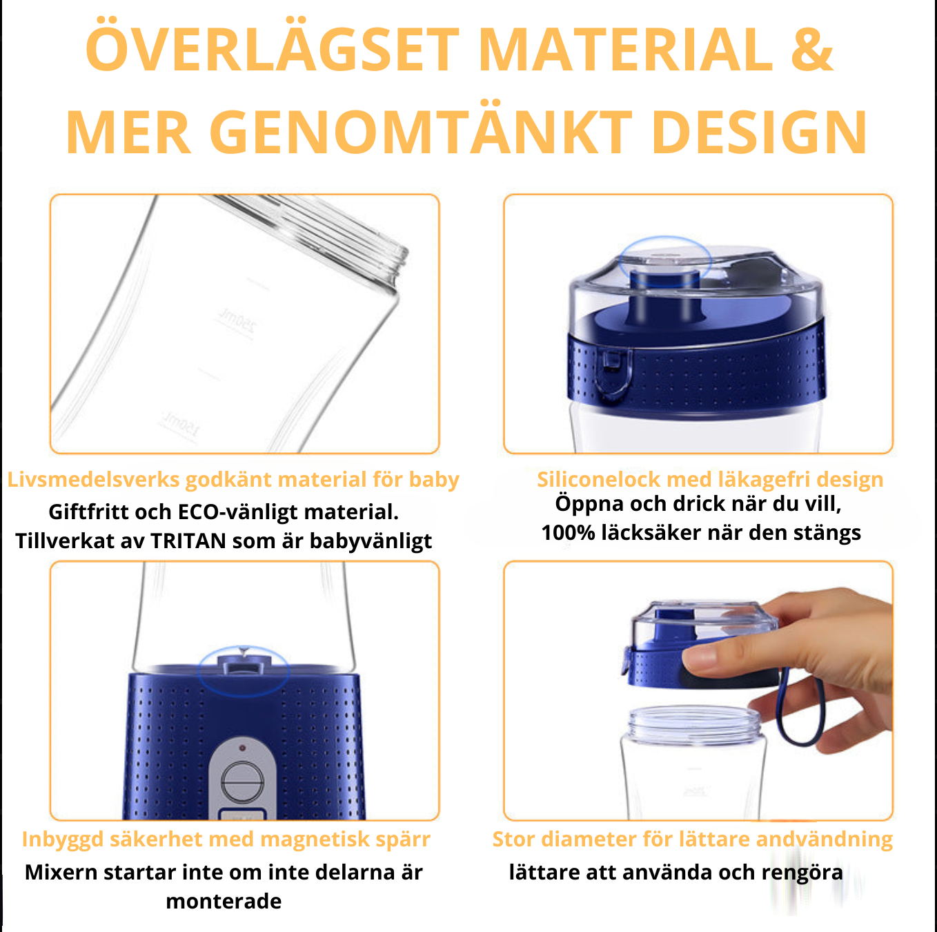 Portabel mixer för shakes och smoothies