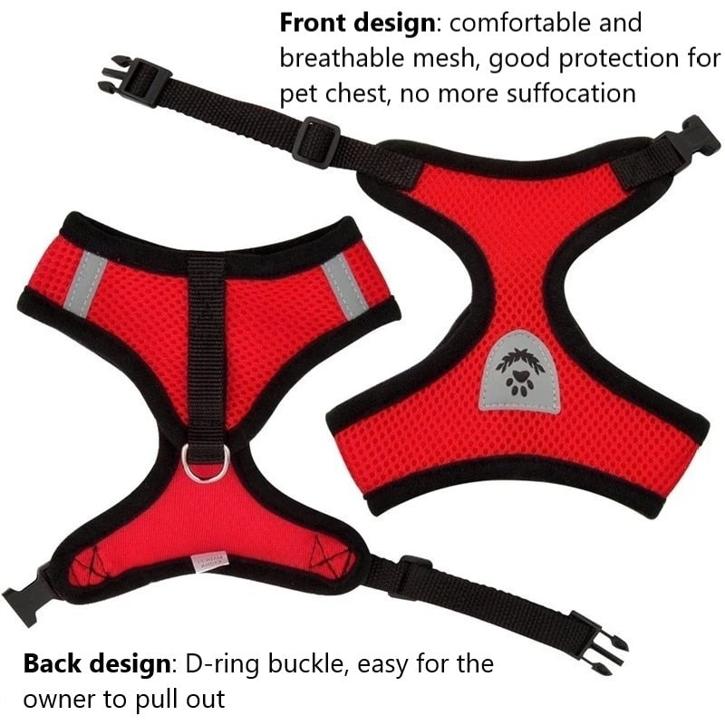 🐾 Hundsele & Kattssele med Koppel – Mjuk Mesh Träningssele