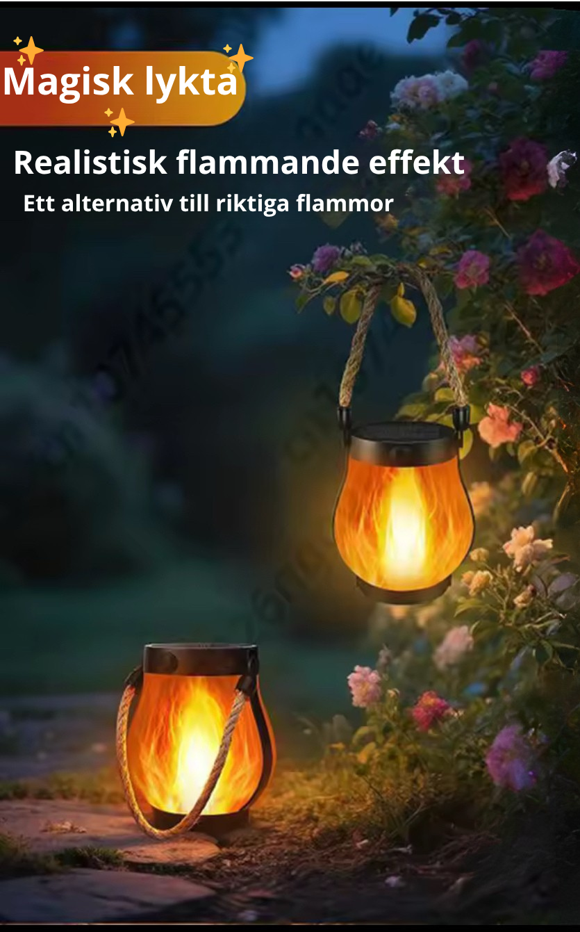 Utomhusbelysning – Trädgårdslampa med Fladdrande Låga