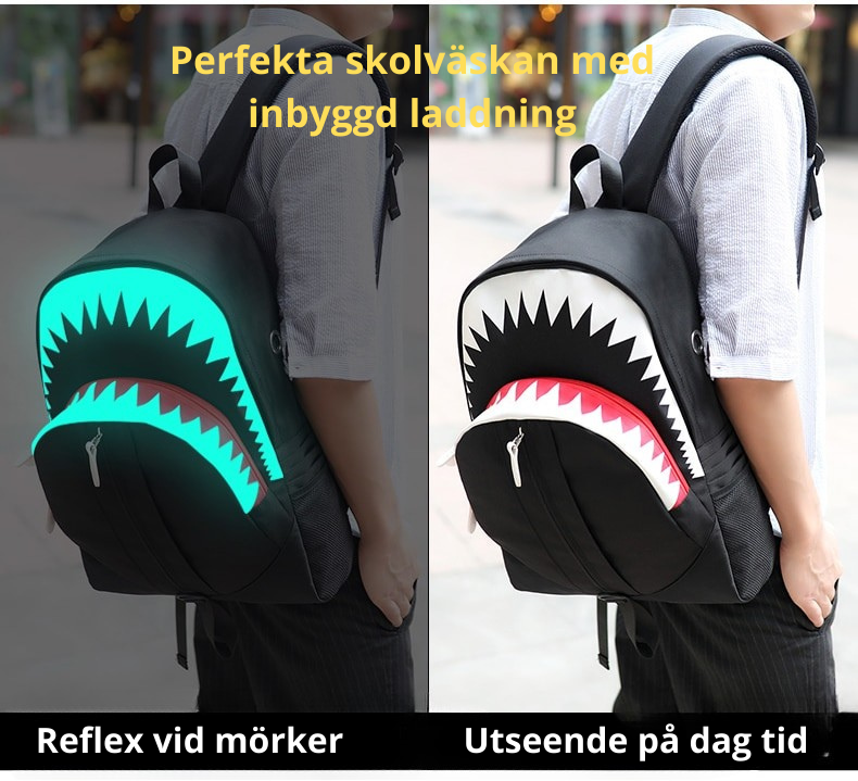 Ryggsäck med reflex och USB laddning